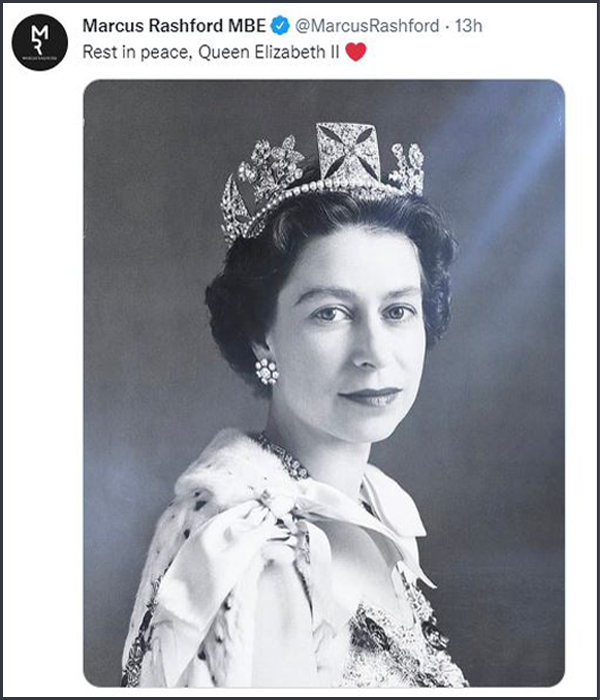 English football pays tribute to Queen Elizabeth II
