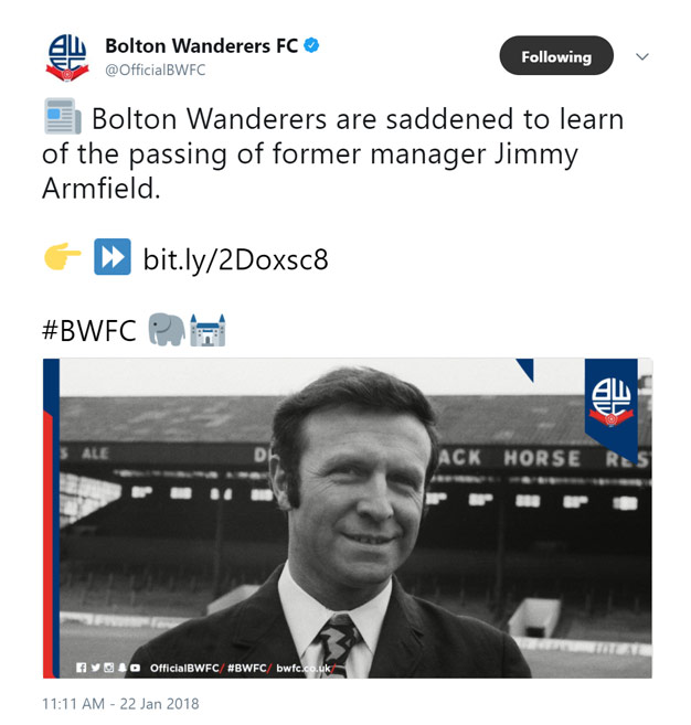 Bolton Wanderers, Twitter