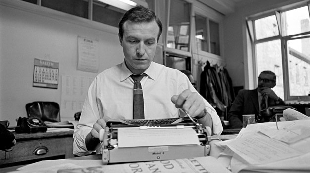 Jimmy Armfield working at the Blackpool Gazette