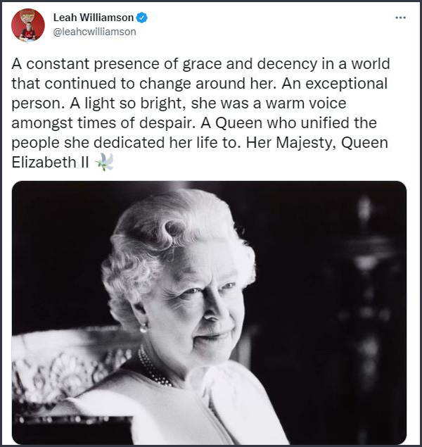 Leah Williamson Tweet - Queen Elizabeth II