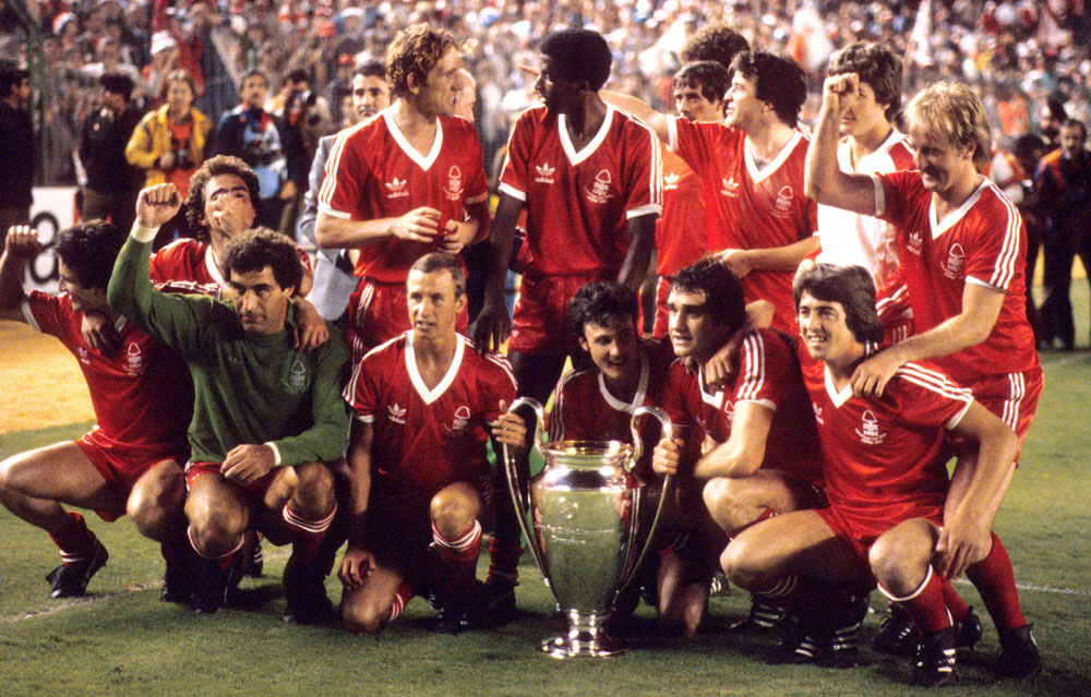 Nottingham Forest celebrate with the European Cup.
