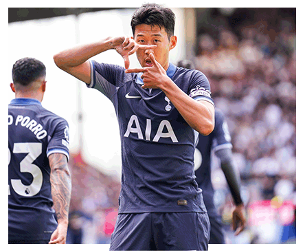 PFA membership. Son Heung-min celebrates for Spurs.