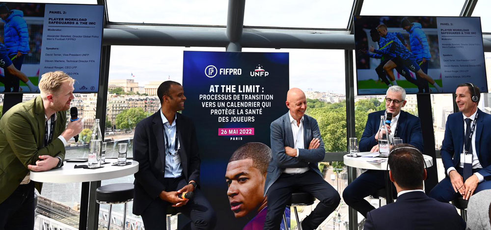 PFA CEO Maheta Molango speaking at a FIFPRO conference in Paris