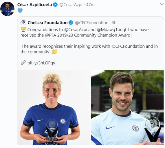 Chelsea Tweet  Community Champions