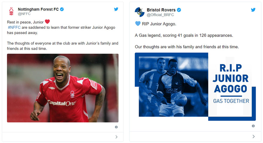 Tributes paid to Junior Agogo