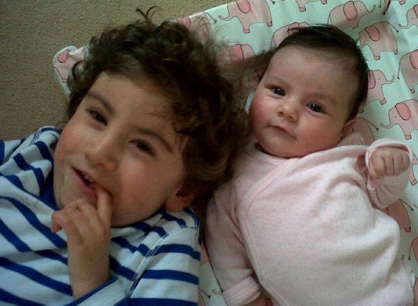 Oliver with his baby sister Nancy