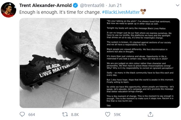Trent Alexander-Arnold twitter post