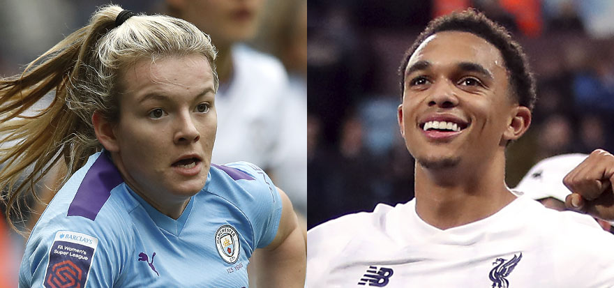 Manchester City's Lauren Hemp and Liverpool's Trent Alexander-Arnold have been crowned PFA Young Player of the Year for 2020