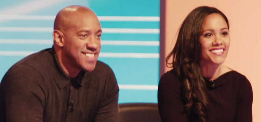Alex Scott with fellow pundit Dion Dublin