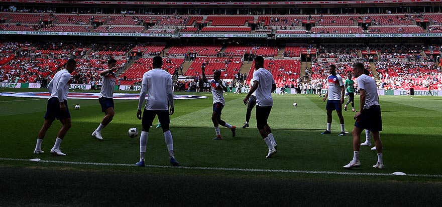 Players warming up